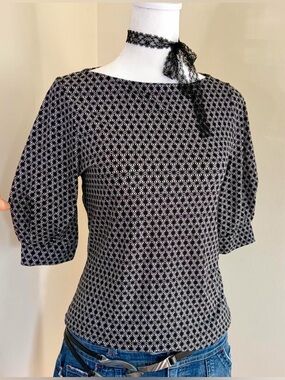 Y2K indie sleaze twee subversive cyber preppy lolita puff sleeve top H&M XS